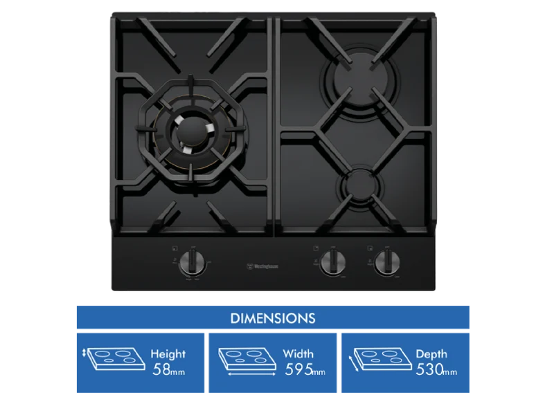 Westinghouse 60cm Gas on Glass Cooktop
