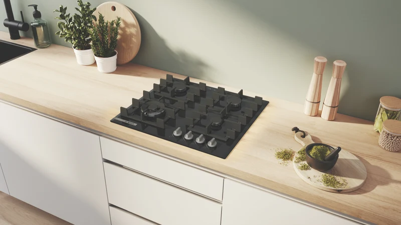 Bosch Series 4, 60cm Gas Cooktop Tempered Glass, Black