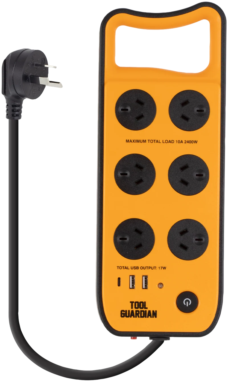 Tool Guardian 6-Way Power Board & 5m Extension Lead Bundle