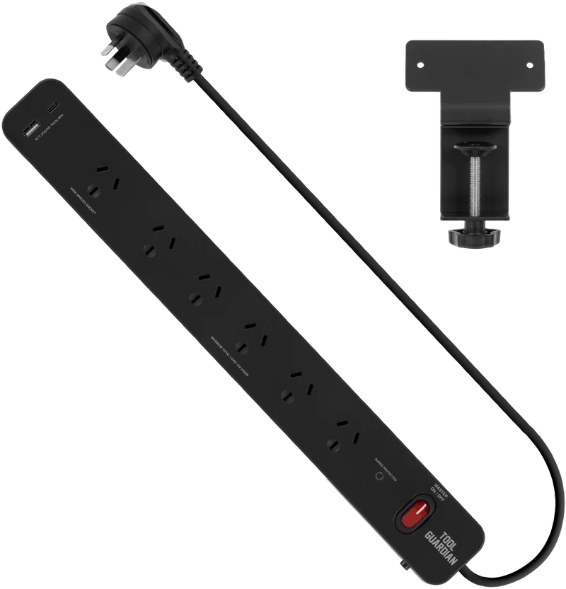Tool Guardian 6-Way Power Board With Clamp