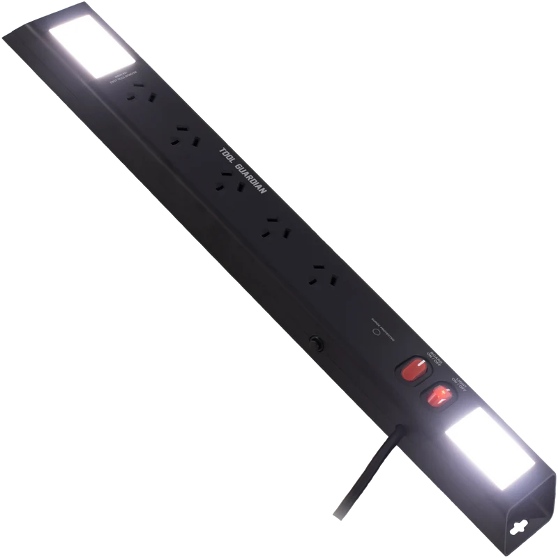 Tool Guardian 5-Way Wall Mountable Power Board with Worklight
