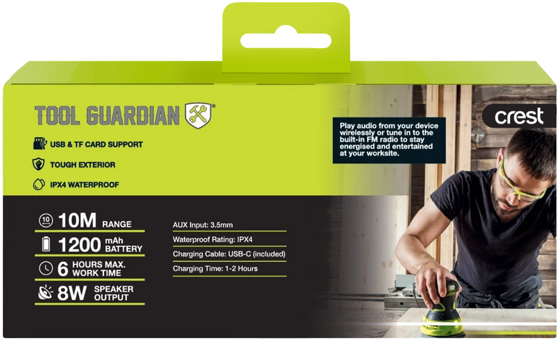 Tool Guardian 8W FM Rechargeable Wireless Bluetooth Radio