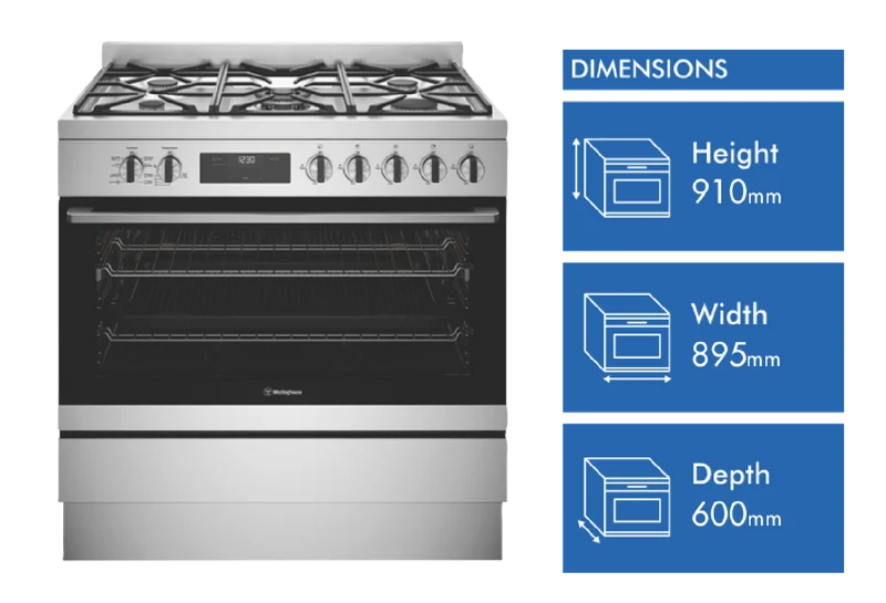 Westinghouse 90cm Dual Fuel Freestanding Cooker, Stainless Steel