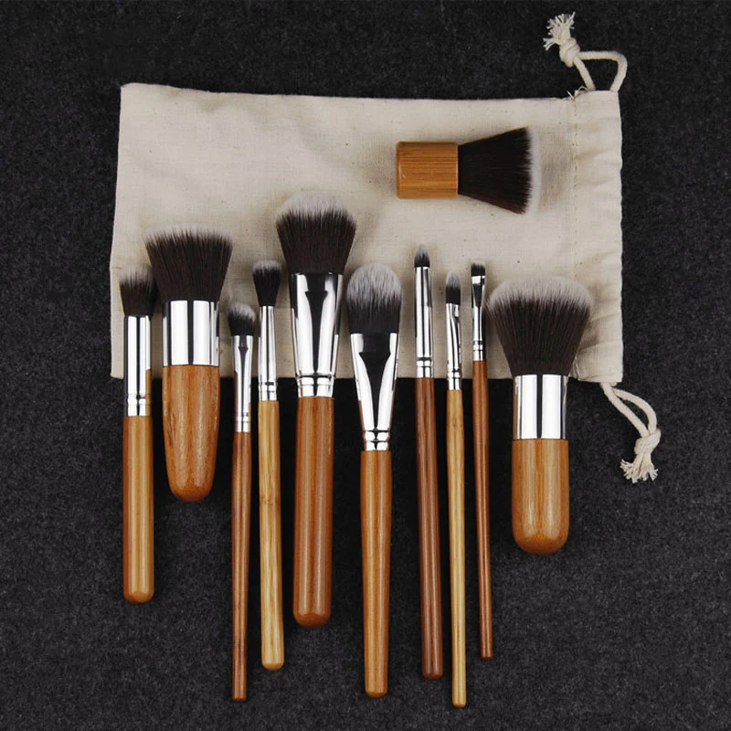 Kit de maquillage professionnel en bambou 11 pièces