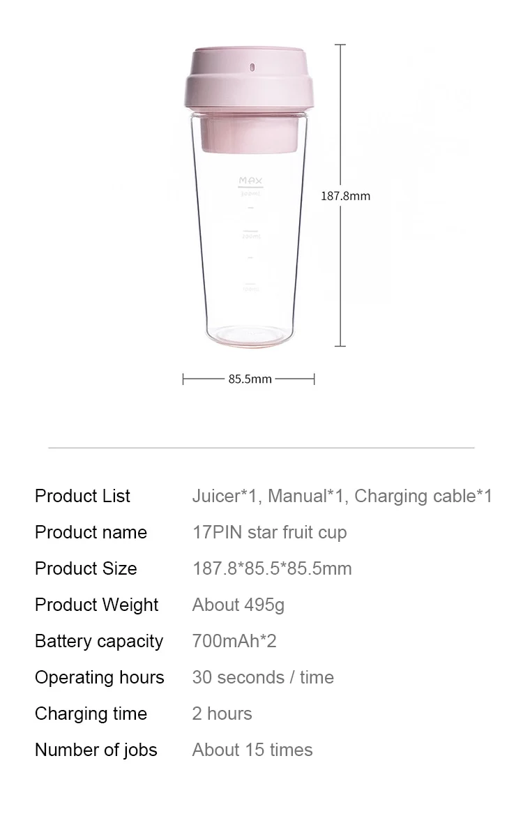 Xiaomi Mixer Fruits portable Cup Magnetic 400ml
