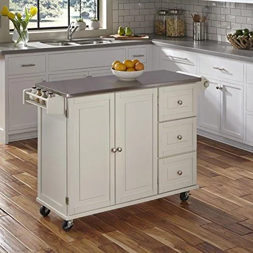 Liberty Off-White Kitchen Cart with Stainless Steel Top by Home Styles