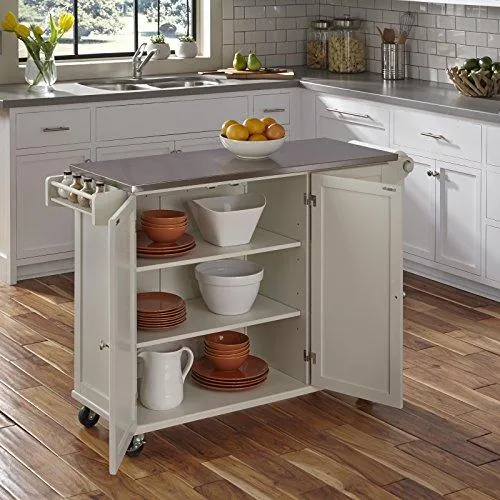 Liberty Off-White Kitchen Cart with Stainless Steel Top by Home Styles