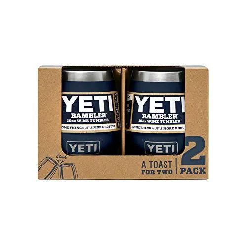 YETI Rambler 10 oz Stainless Steel Vacuum Insulated Wine Tumbler, 2 Pack, Navy