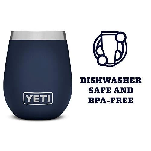 YETI Rambler 10 oz Stainless Steel Vacuum Insulated Wine Tumbler, 2 Pack, Navy