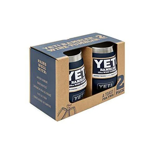 YETI Rambler 10 oz Stainless Steel Vacuum Insulated Wine Tumbler, 2 Pack, Navy