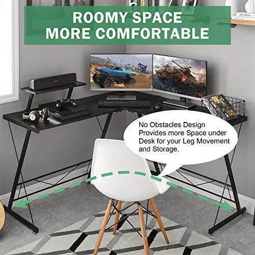Mr IRONSTONE L-Shaped Desk 50.8" Computer Corner Desk, Home Gaming Desk, Office Writing Workstation with Large Monitor Stand, Space-Saving, Easy to Assemble, Black