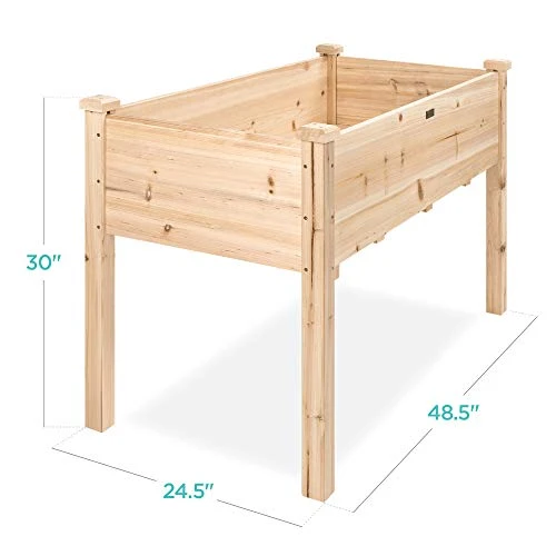 Best Choice Products 48x24x30in Raised Garden Bed, Elevated Wood Planter Box Stand for Backyard, Patio, Balcony w/Bed Liner, 200lb Capacity