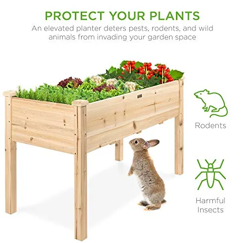 Best Choice Products 48x24x30in Raised Garden Bed, Elevated Wood Planter Box Stand for Backyard, Patio, Balcony w/Bed Liner, 200lb Capacity