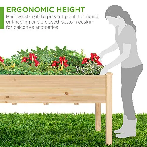 Best Choice Products 48x24x30in Raised Garden Bed, Elevated Wood Planter Box Stand for Backyard, Patio, Balcony w/Bed Liner, 200lb Capacity