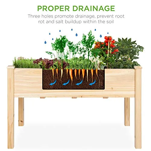 Best Choice Products 48x24x30in Raised Garden Bed, Elevated Wood Planter Box Stand for Backyard, Patio, Balcony w/Bed Liner, 200lb Capacity