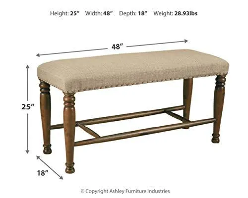 Signature Design by Ashley Lettner Counter Height Upholstered Dining Room Bench, Brown