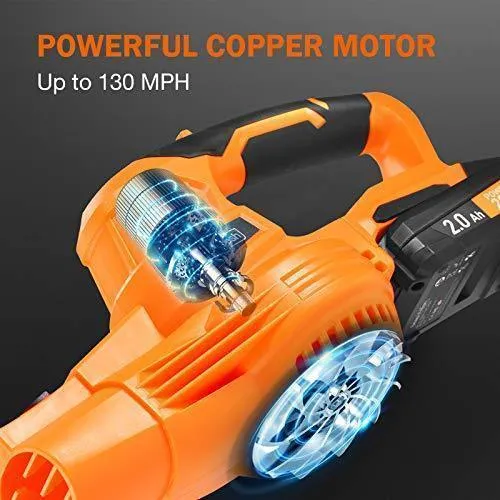 SnapFresh Leaf Blower - 20V Cordless Leaf Blower with Battery & Charger, Electric Leaf Blower for Yard Cleaning, Lightweight Leaf Blower Battery Powered for Snow Blowing (Battery & Charger Included)