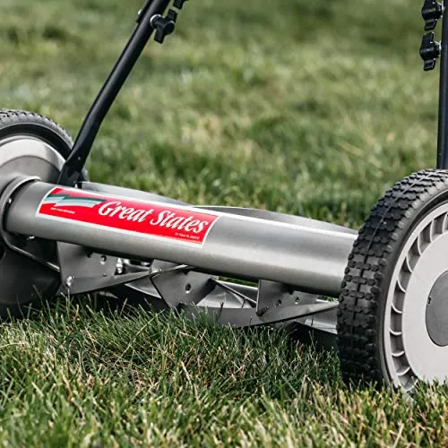 Great States 815-18 18-Inch 5-Blade Push Reel Lawn Mower, 18-Inch, 5-Blade, Grey