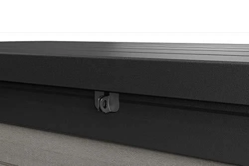 KETER Denali 100 Gallon Resin Large Deck Box-Organization and Storage for Patio Furniture, Outdoor Cushions, Garden Tools and Pool Toys, Grey/Black