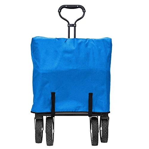Mac Sports Collapsible Folding Outdoor Utility Wagon with Side Table - Blue
