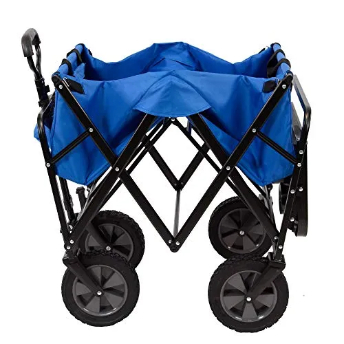 Mac Sports Collapsible Folding Outdoor Utility Wagon with Side Table - Blue
