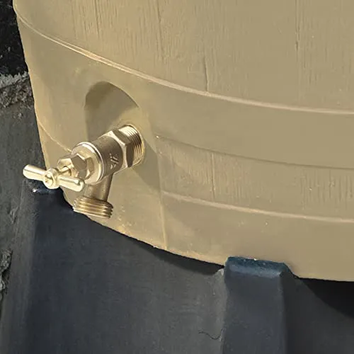 RTS Home Accents 50-Gallon Rain Water Collection Barrel with Brass Spigot, Tan