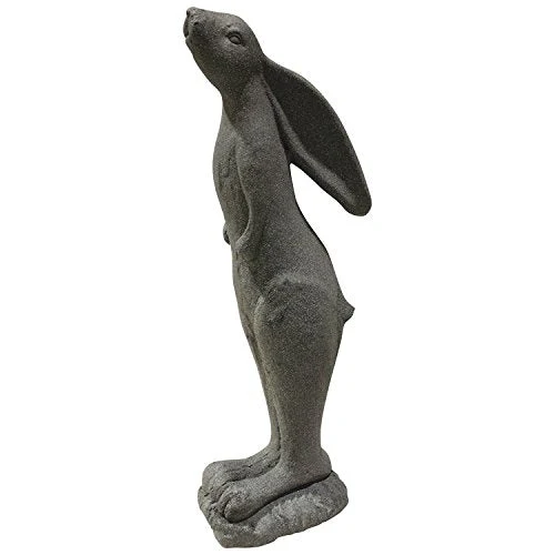 EMSCO Group Whimsical Rabbit Statue – Natural Granite Appearance – Made of Resin – Lightweight – 29” Height