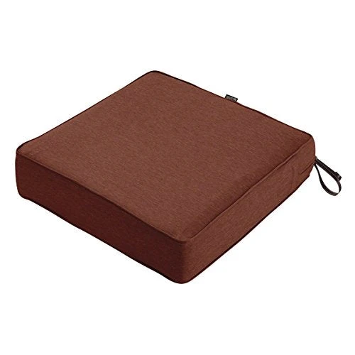 Classic Accessories Montlake Water-Resistant 21 x 21 x 5 Inch Square Outdoor Seat Cushion, Patio Furniture Chair Cushion, Heather Henna Red