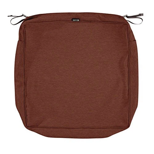 Classic Accessories Montlake Water-Resistant 21 x 21 x 5 Inch Square Outdoor Seat Cushion, Patio Furniture Chair Cushion, Heather Henna Red