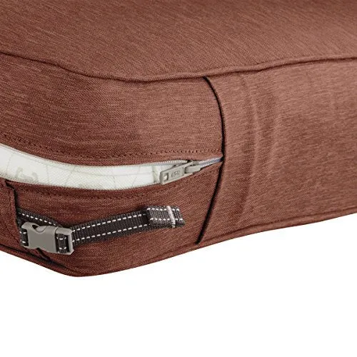 Classic Accessories Montlake Water-Resistant 21 x 21 x 5 Inch Square Outdoor Seat Cushion, Patio Furniture Chair Cushion, Heather Henna Red