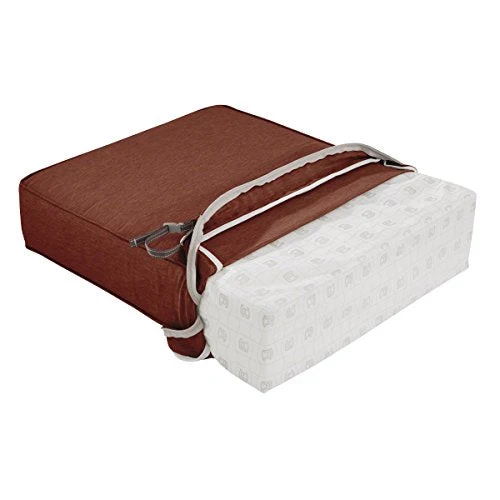 Classic Accessories Montlake Water-Resistant 21 x 21 x 5 Inch Square Outdoor Seat Cushion, Patio Furniture Chair Cushion, Heather Henna Red