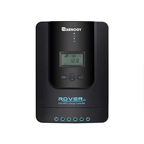 Renogy Rover 20A 12V/24V Auto DC Input MPPT Solar Charge Controller Parameter Adjustable LCD Display Solar Panel Regulator fit for Gel Sealed Flooded and Lithium Battery, Rover 20A