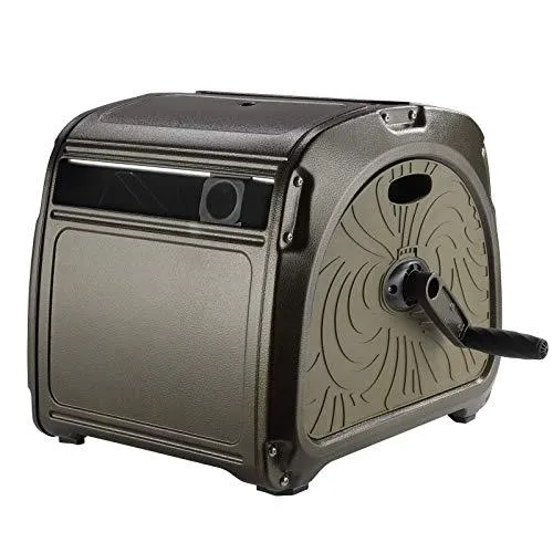 Giraffe Metal Hose Reel Box, Heavy Duty Retractable Garden Hose Reel Hideaway with Crank Handle, 130ft Hose Capacity