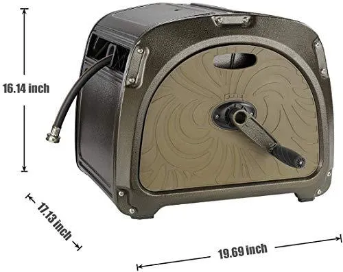 Giraffe Metal Hose Reel Box, Heavy Duty Retractable Garden Hose Reel Hideaway with Crank Handle, 130ft Hose Capacity