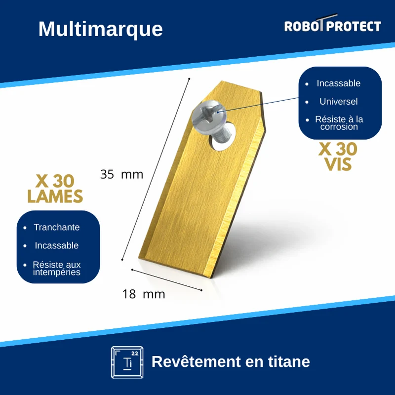 30 lames robot tondeuse compatibles Husqvarna, Segway et Gardena + vis