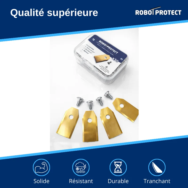 30 lames robot tondeuse compatibles Husqvarna, Segway et Gardena + vis
