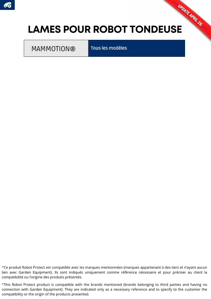 30 Lames robot tondeuse compatibles Mammotion + vis