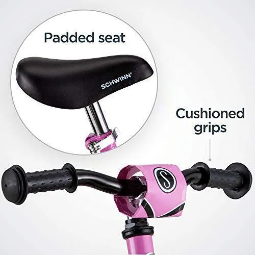 Schwinn Toddler Balance Bike, 12-Inch Wheels, Beginner Rider Training, Pink