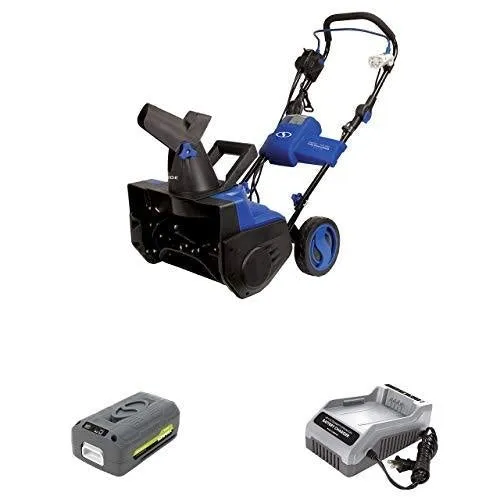 Snow Joe iON18SB-HYB 40-Volt iONMAX Hybrid Brushless Single Stage Snowblower Kit | 18-Inch | W/ 4.0-Ah Battery and Charger