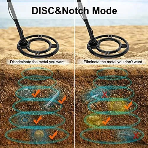 sakobs Metal Detector, Higher Accuracy Adjustable Waterproof Metal Detectors with LCD Display, Discrimination & Notch & All Metal Mode 10 Inch Search Coil for Adults & Kids