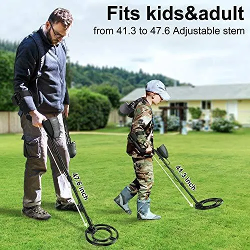 sakobs Metal Detector, Higher Accuracy Adjustable Waterproof Metal Detectors with LCD Display, Discrimination & Notch & All Metal Mode 10 Inch Search Coil for Adults & Kids