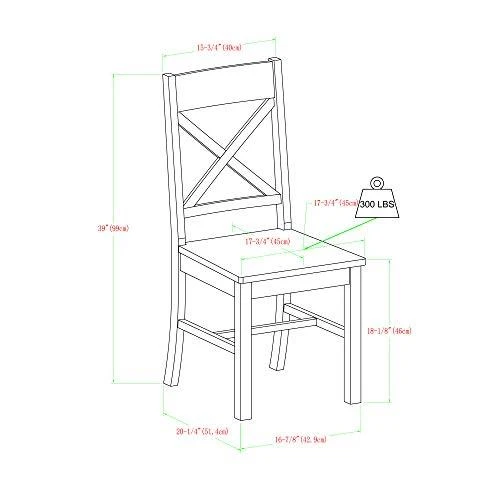 Walker Edison Solid Wood Farmhouse Dining Chairs X-Back Armless Kitchen Chairs, Set of 2 -Brown (CHW2AB)