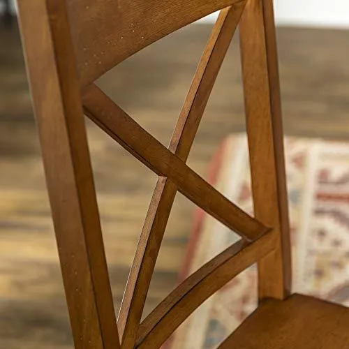 Walker Edison Solid Wood Farmhouse Dining Chairs X-Back Armless Kitchen Chairs, Set of 2 -Brown (CHW2AB)