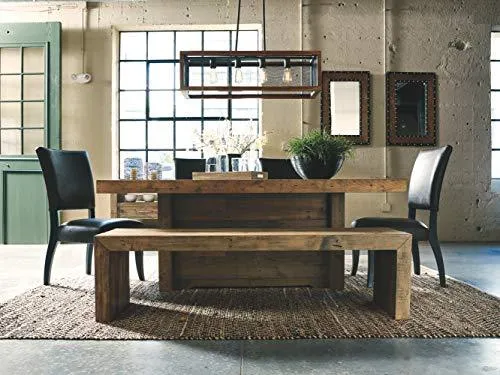 Signature Design by Ashley Sommerford Rustic Wood Dining Room Long Bench, Brown