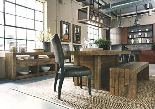 Signature Design by Ashley Sommerford Rustic Wood Dining Room Long Bench, Brown