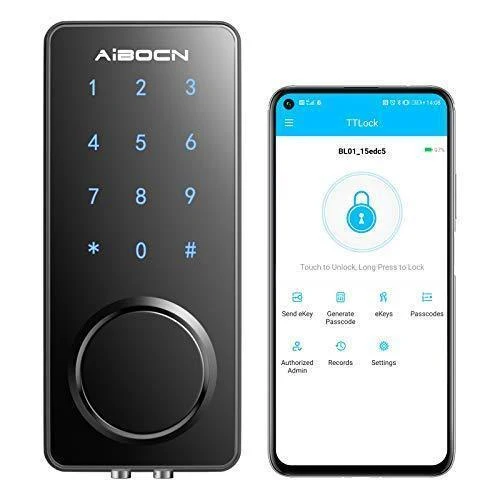 Aibocn Smart Lock, Keyless Entry Door Lock with Bluetooth, Electronic Keypad Deadbolt Lock, Smart Lock Front Door Works with APP Control, Voice, eKey and Code, Auto-Lock for Home Apartment Hotel