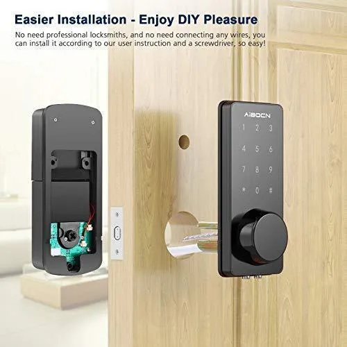 Aibocn Smart Lock, Keyless Entry Door Lock with Bluetooth, Electronic Keypad Deadbolt Lock, Smart Lock Front Door Works with APP Control, Voice, eKey and Code, Auto-Lock for Home Apartment Hotel