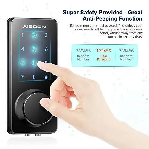 Aibocn Smart Lock, Keyless Entry Door Lock with Bluetooth, Electronic Keypad Deadbolt Lock, Smart Lock Front Door Works with APP Control, Voice, eKey and Code, Auto-Lock for Home Apartment Hotel