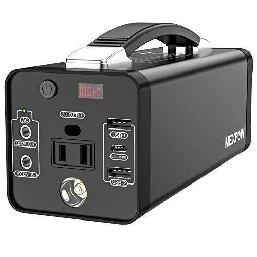 NEXPOW Portable Power Station, 48000mAh/178Wh Solar Generator, Emergency Backup Power Generator with (Peak 150W) 110V/120W AC Outlet / Type-C PD 3.0 / 2x USB Output / Flashlights for Home Use, Outdoor Camping