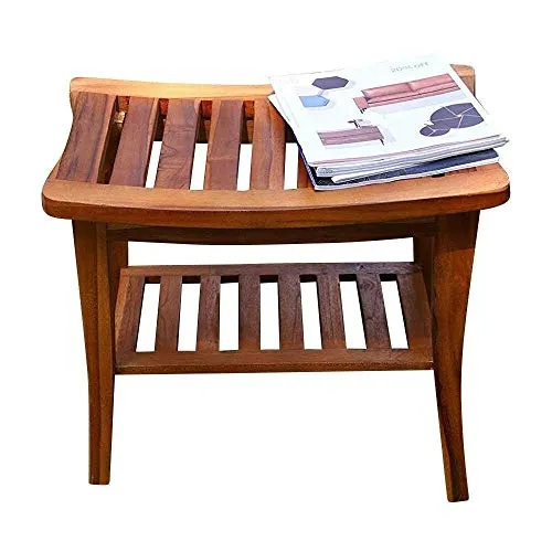 Ala Teak Indoor Outdoor Patio Garden Yard Bath Shower Spa Waterproof Stool Bench Fully Assembled